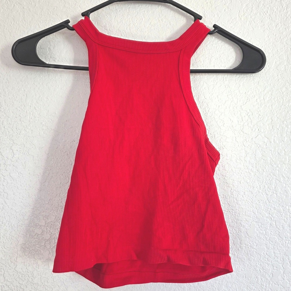 Skylee Collection Red Ribbed Halter Racerback Tank Top‎ One Size OS
